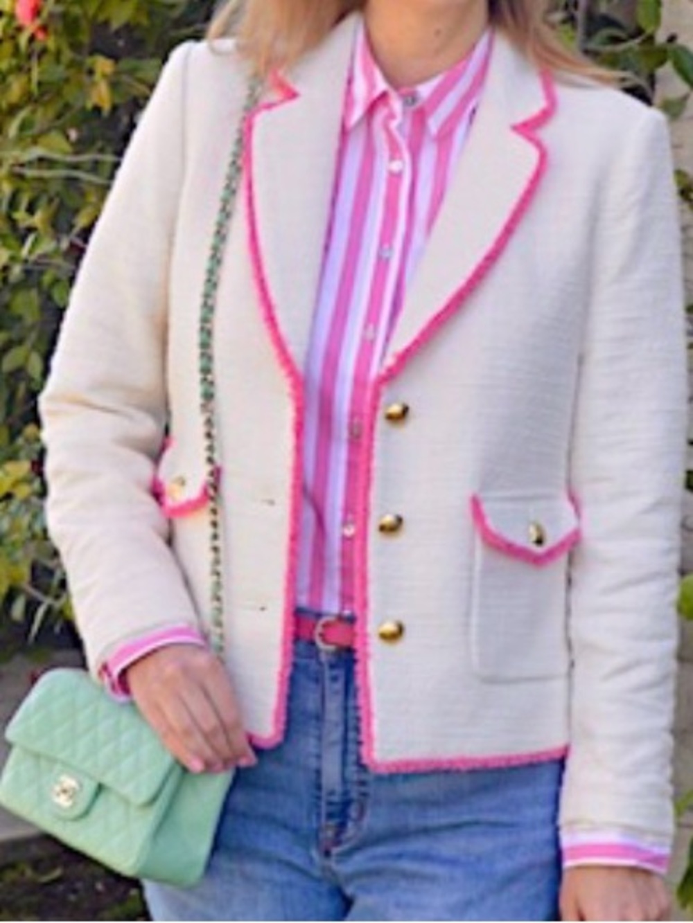 Talbots Tweed Blazer with Pink Trim